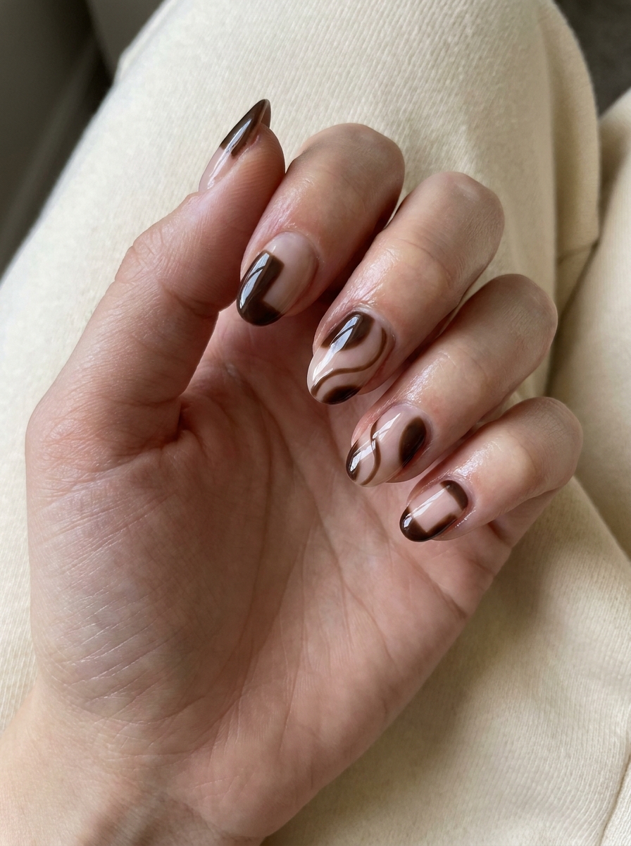 Espresso Negative Space Nails als Nailart Herbst Ideen Inspiration 2026